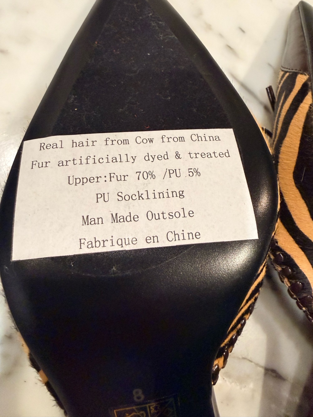 Jeffrey Campbell Clara B-F Tan Brown Zebra-Print Pointed Mule Heel $195 Nib - Picture 11 of 13